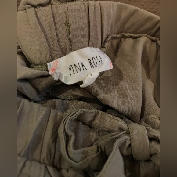 NWOT Pink Rose Army Green Elastic High Waist Light Jogger Pants - M - Picture 6 of 8